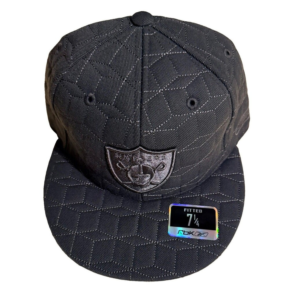 Oakland Raiders Reebok NFL Quilted Fitted 7 1/4 Hat Brand New